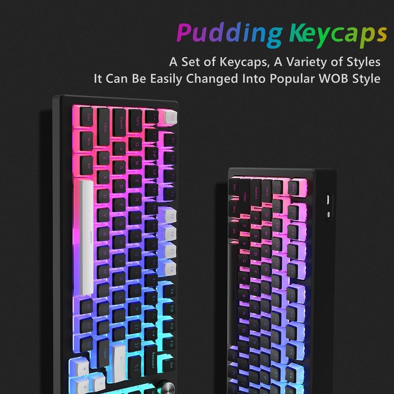 Womier Pudding Keycaps, PBT Shine Through Keycaps 165 Keys Set Custom Key caps Set OEM Profile, Universal Compatiability for 100%, 75%, 65%, 60% Keyboard-Black - Image 4